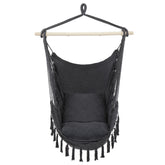 HAOYYE Pillow Tassel Hanging Chair, Comfortable Outdoor Swing Hammock with Cushions, Lightweight Portable Air Chair for Backyard Patio Porch Garden Camping Relaxation